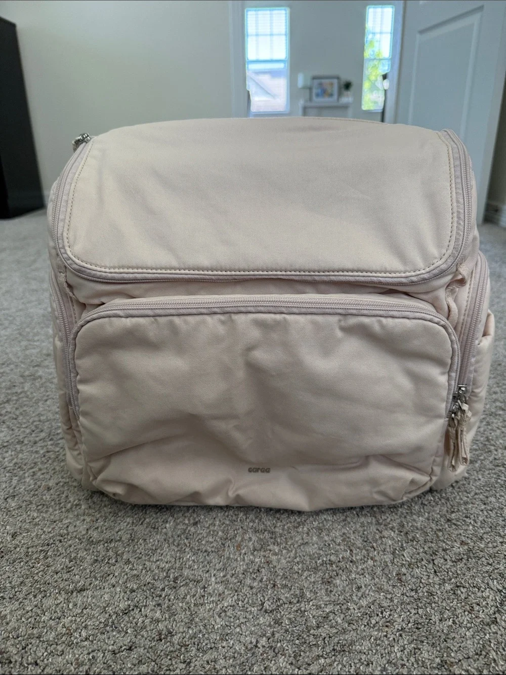 caraa baby diaper bag cream fabric backpack